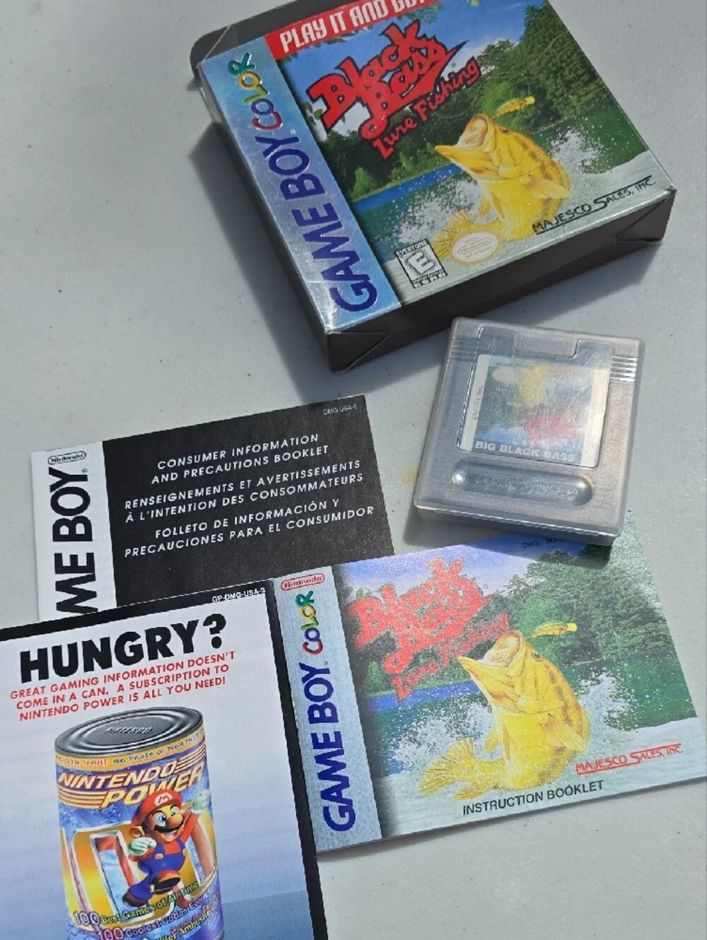 Nintendo Game Boy Color Black Bass Lure Fishing - Blue, Yellow, Red